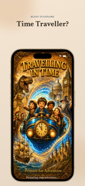 Launch screen — Time Traveller, prepare for adventure
