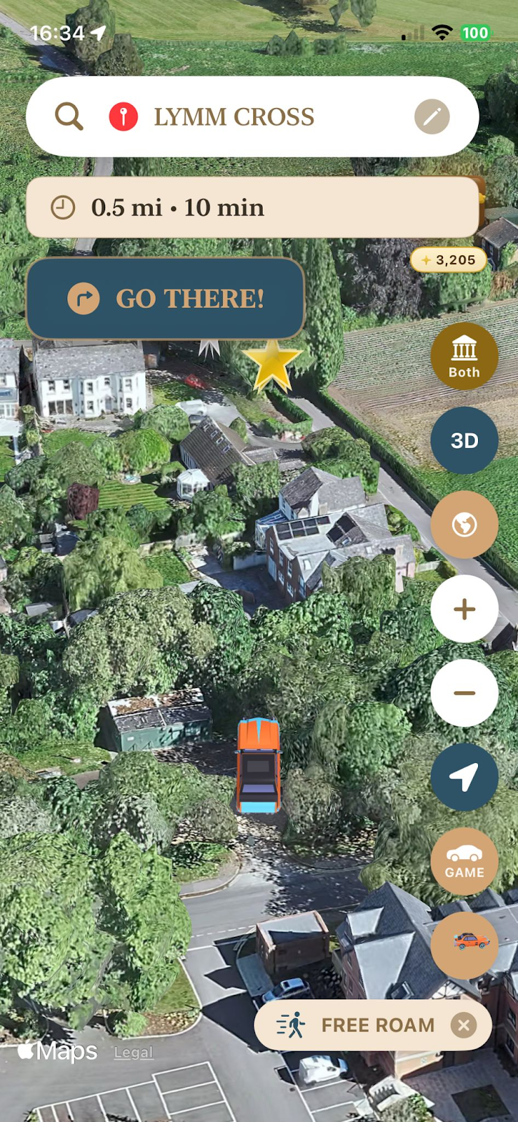 3D map view with treasure and navigation